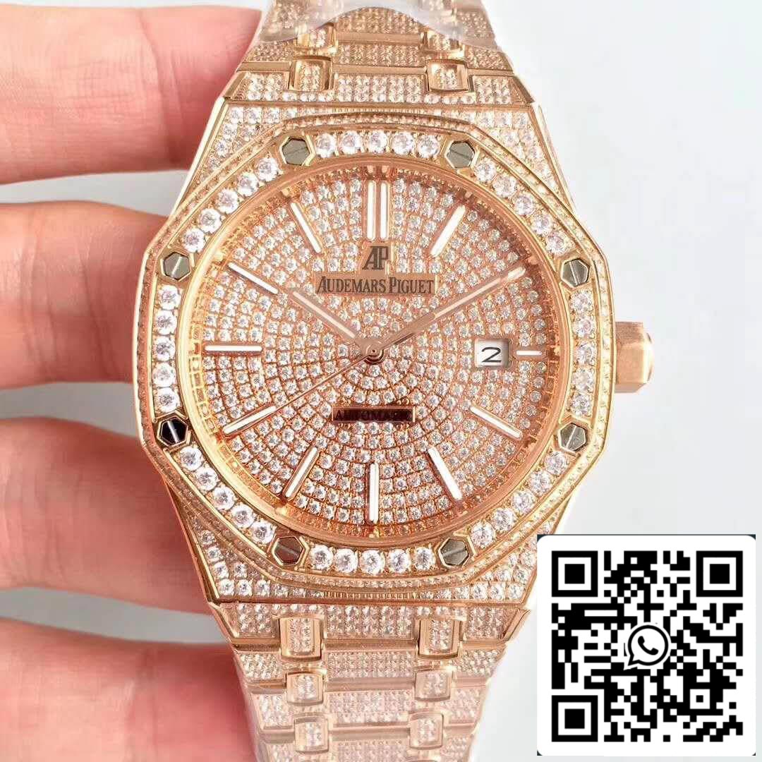 Audemars Piguet Royal Oak 1:1 Best Edition Swiss ETA3120 Rose Gold Diamond Dial EU Watch Store