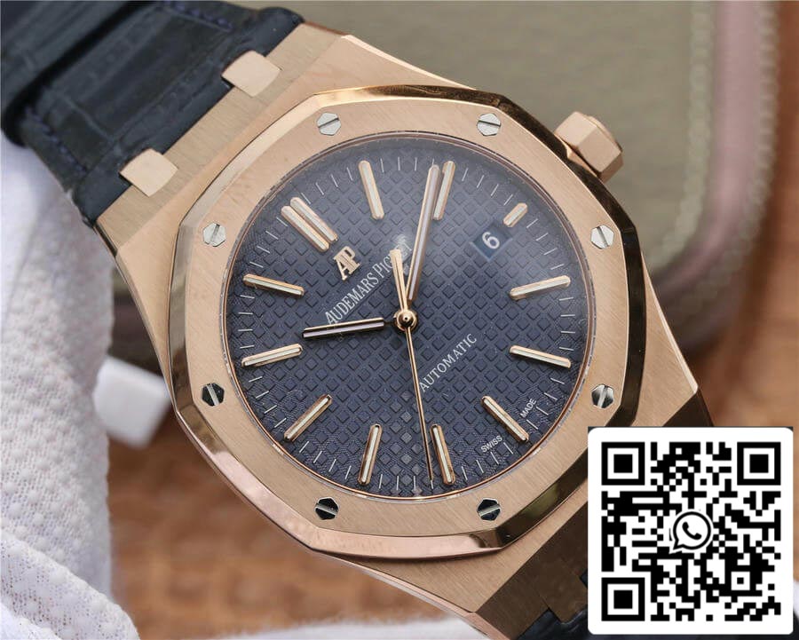 Audemars Piguet Royal Oak 15400 1:1 Best Edition OM Factory Rose Gold Leather Strap EU Watch Store