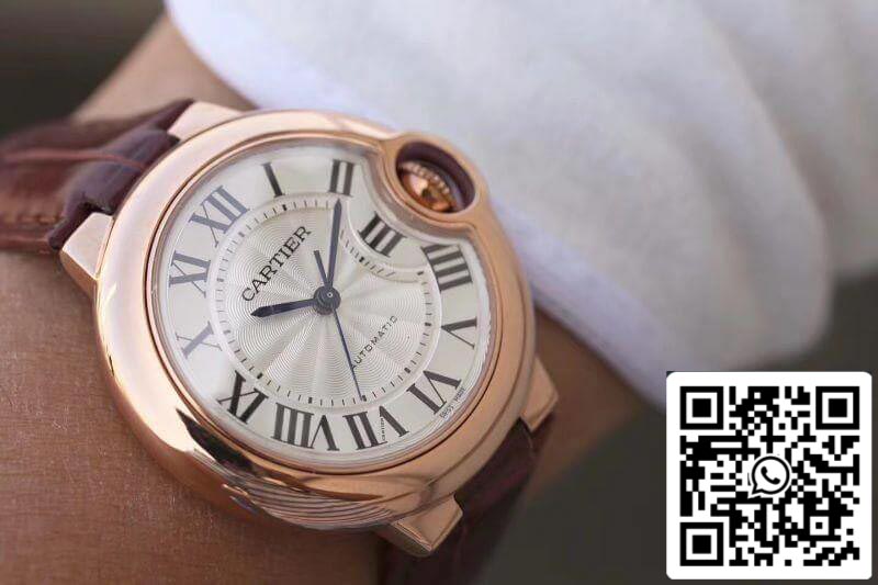 Ballon Bleu De Cartier 33mm Rosegold 1:1 Best Edition Brown Leather Strap Swiss ETA 2671 US Replica Watch