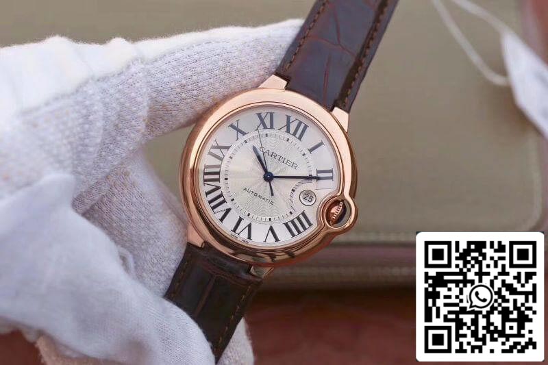 Ballon Bleu De Cartier 42 WGBB0017 V9 Factory 1:1 Best Edition Swiss ETA2824-2 Rosegold Wrapped Silver Dial US Replica Watch