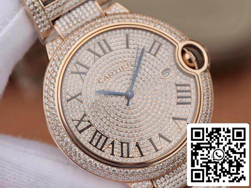 Ballon Bleu De Cartier W69006Z2 42mm TW Factory 1:1 Best Edition Full Diamond Rosegold Swiss ETA 2824 US Replica Watch