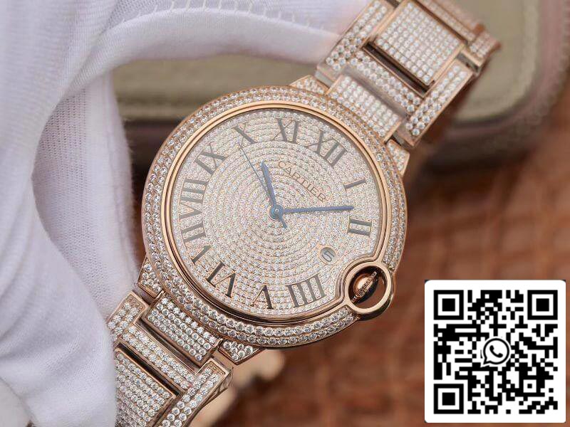 Ballon Bleu De Cartier W69006Z2 42mm TW Factory 1:1 Best Edition Full Diamond Rosegold Swiss ETA 2824 US Replica Watch