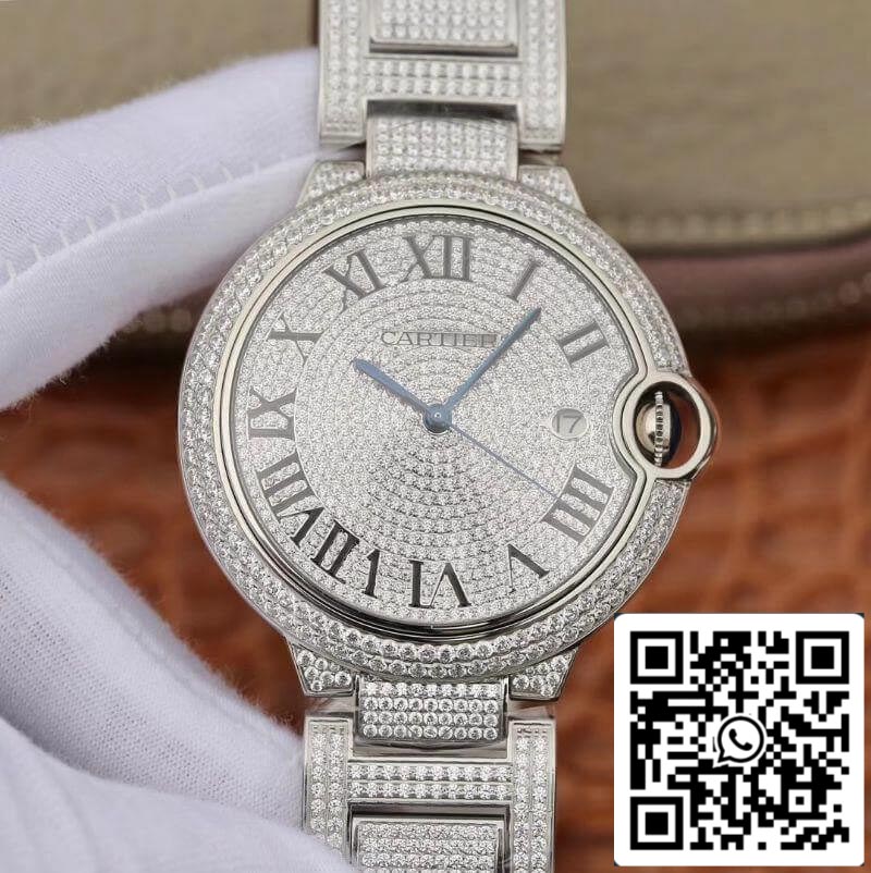 Ballon Bleu De Cartier WE9009Z3 42mm TW Factory 1:1 Best Edition Full Diamond Dial Swiss ETA2824 US Replica Watch