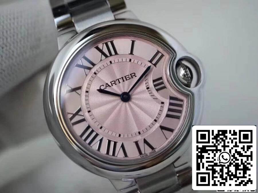 Ballon Bleu De Cartier WE902073 33mm V6 Factory 1:1 Best Edition Swiss Quartz ETA157 Pink Dial US Replica Watch