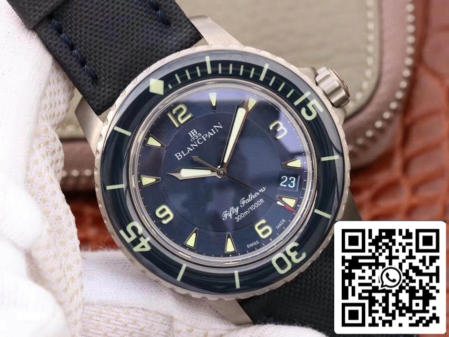 Blancpain Fifty Fathoms 5015-12B40-O52A ZF Factory 1:1 Best Edition Swiss ETA2836-2 Black Sail-canvas Strap US Replica Watch