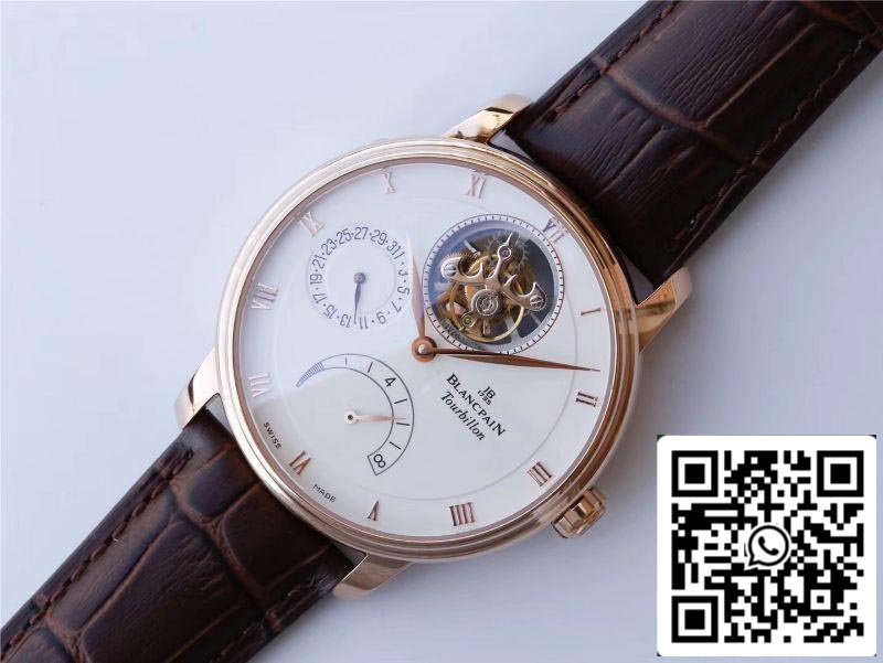 Blancpain Villeret 6025-1542-55 Real Tourbillon 1:1 Best Edition JB Factory Rose Gold Case Swiss Cal.25 US Replica Watch