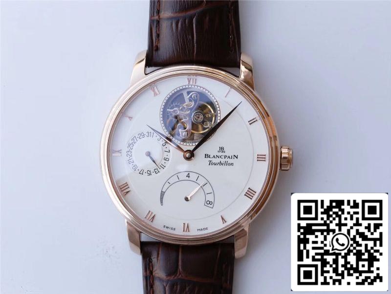 Blancpain Villeret 6025-1542-55 Real Tourbillon 1:1 Best Edition JB Factory Rose Gold Case Swiss Cal.25 US Replica Watch