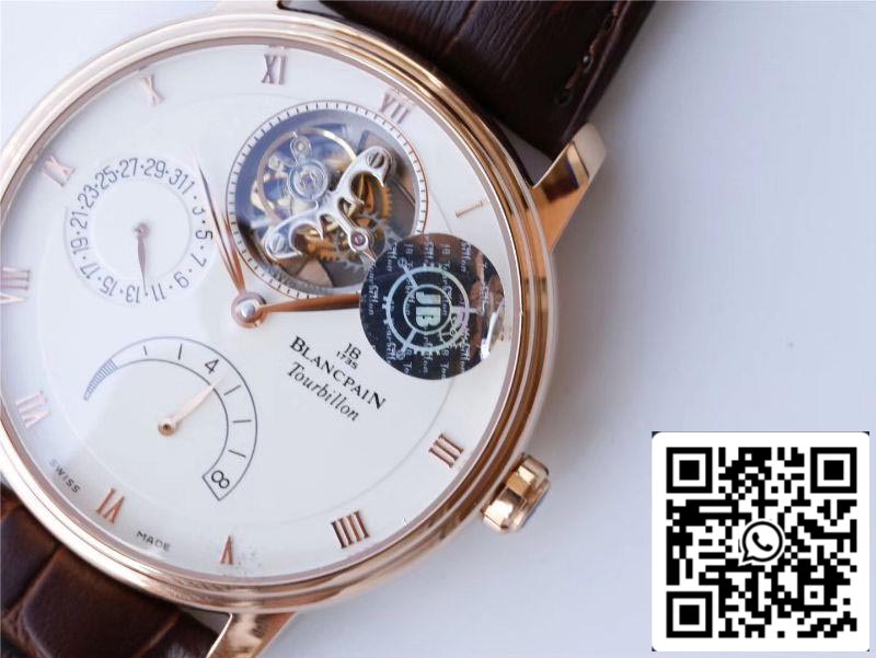 Blancpain Villeret 6025-1542-55 Real Tourbillon 1:1 Best Edition JB Factory Rose Gold Case Swiss Cal.25 US Replica Watch