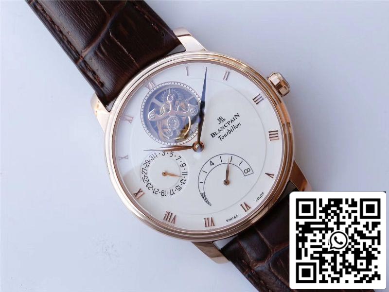 Blancpain Villeret 6025-1542-55 Real Tourbillon 1:1 Best Edition JB Factory Rose Gold Case Swiss Cal.25 US Replica Watch