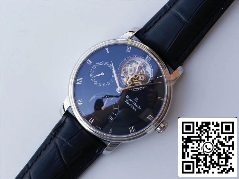 Blancpain Villeret 6025-1542-55 True Tourbillon 1:1 Best Edition JB Factory Black Dial Swiss Cal.25 US Replica Watch