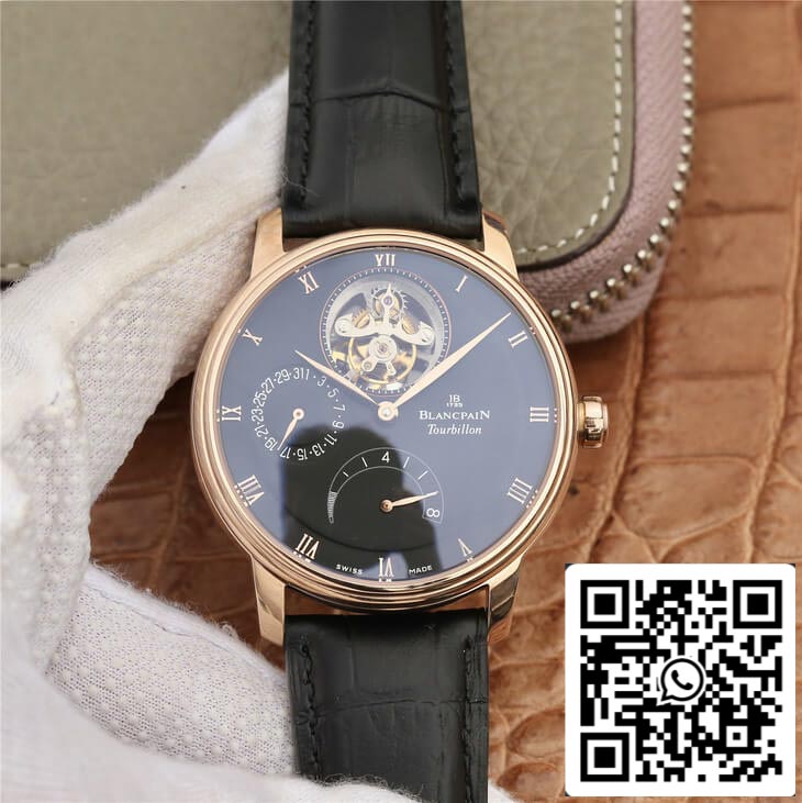 Blancpain Villeret 6025-3642-55B 1:1 Best Edition JB Factory Gold Case Black Dial US Replica Watch