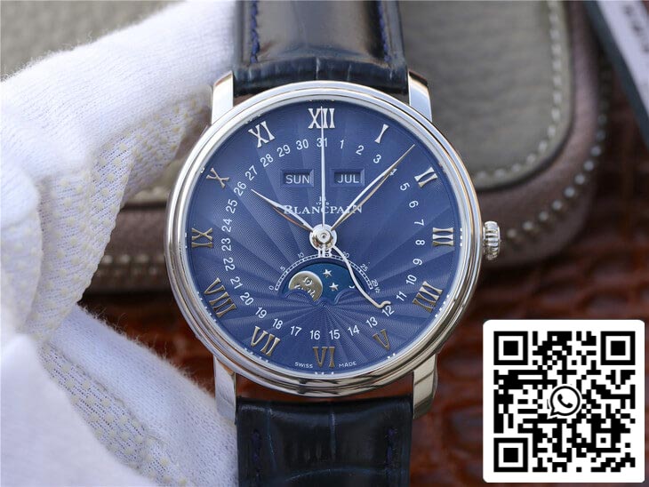 Blancpain Villeret 6654-1529-55B 1:1 Best Edition OM Factory V2 Blue Dial US Replica Watch