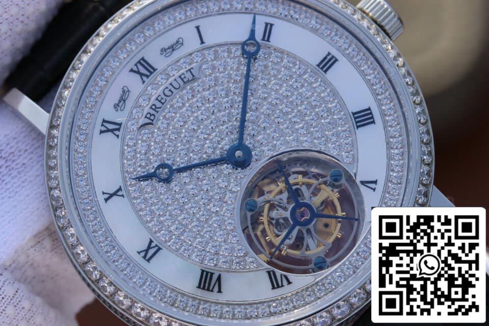 Breguet Classique Tourbillon 1:1 Best Edition Stainless Steel Diamond Dial US Replica Watch