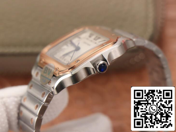 Cartier De Santos W2SA0007 1:1 Best Edition BV Factory Gold Bezel White Dial US Replica Watch