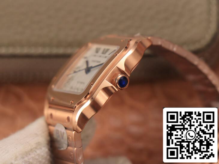 Cartier De Santos WSSA0010 1:1 Best Edition BV Factory 18K Rose Gold White Dial US Replica Watch