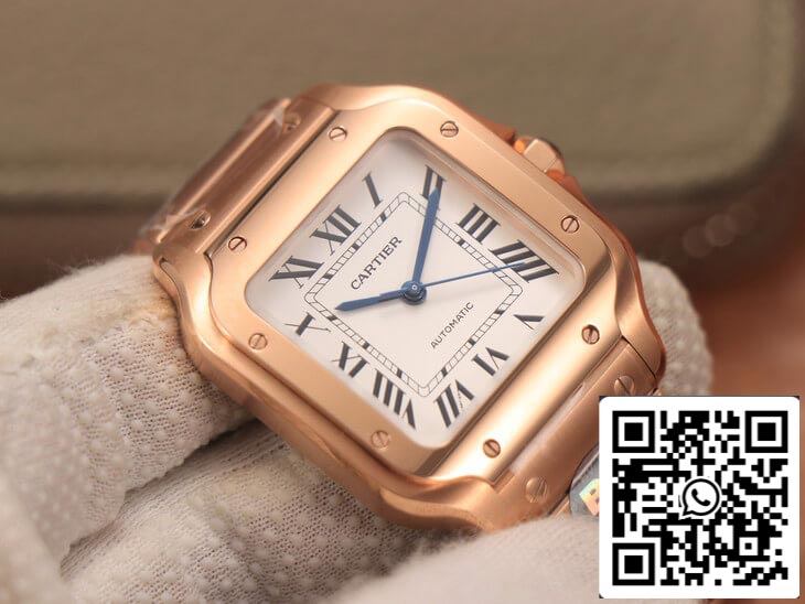 Cartier De Santos WSSA0010 1:1 Best Edition BV Factory 18K Rose Gold White Dial US Replica Watch