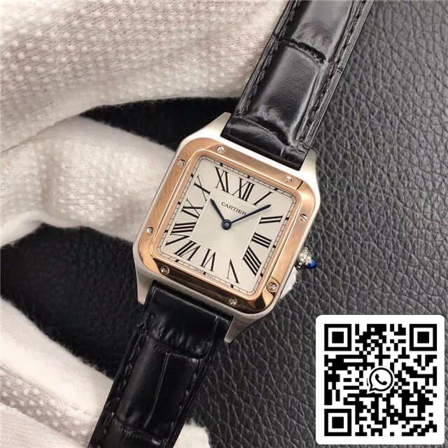 Cartier Santos W2SA0012 Ladies 1:1 Best Edition Rose Gold Cowhide Strap US Replica Watch