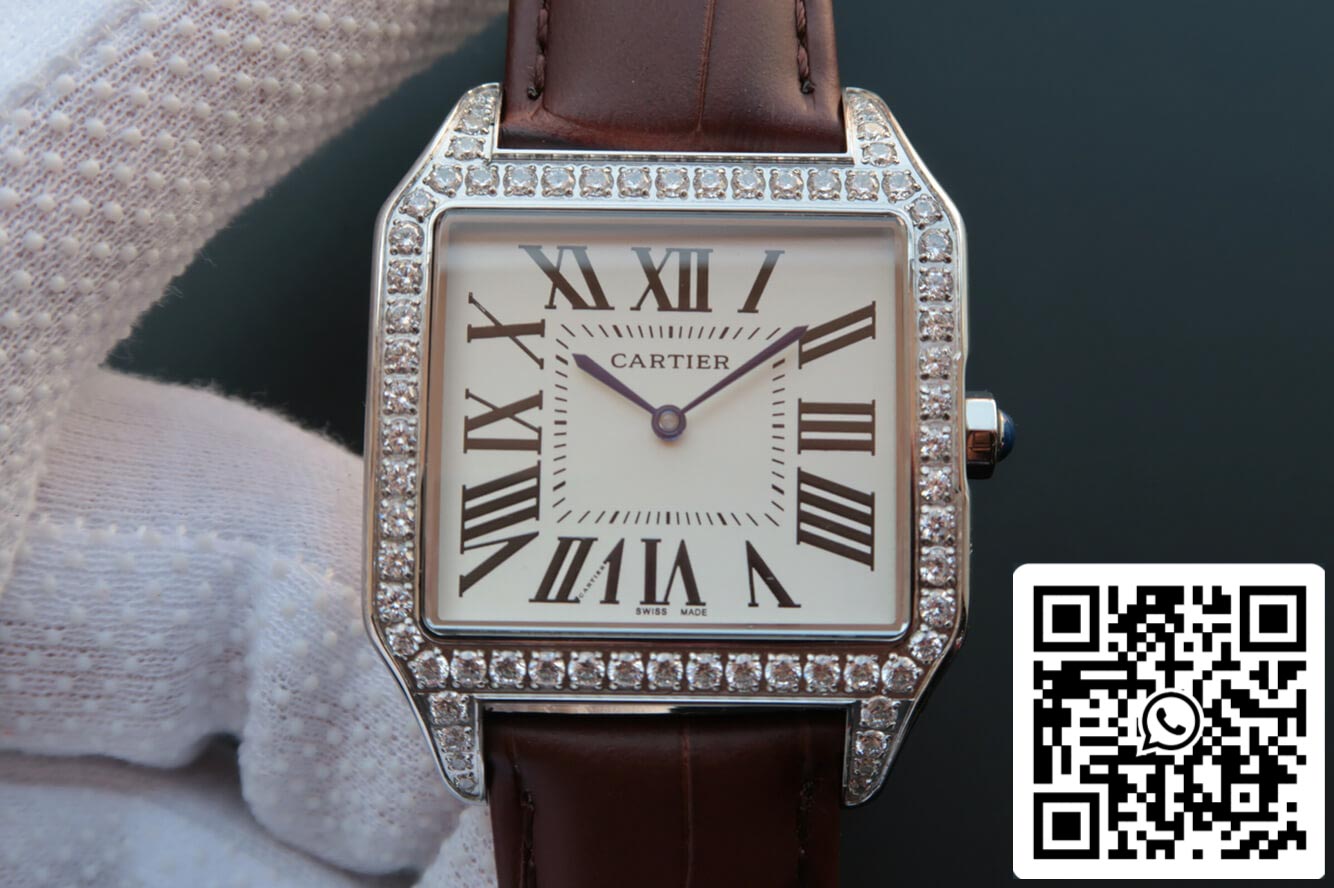 Cartier Santos WH100651 1:1 Best Edition V6 Factory Diamond White Dial US Replica Watch