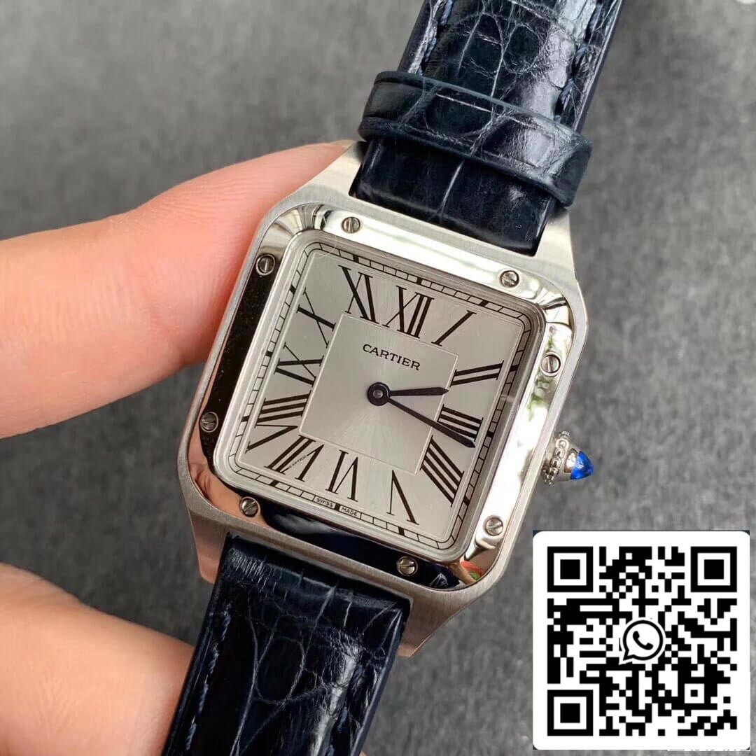 Cartier Santos WSSA0023 Ladies 1:1 Best Edition Blue Cowhide Strap US Replica Watch