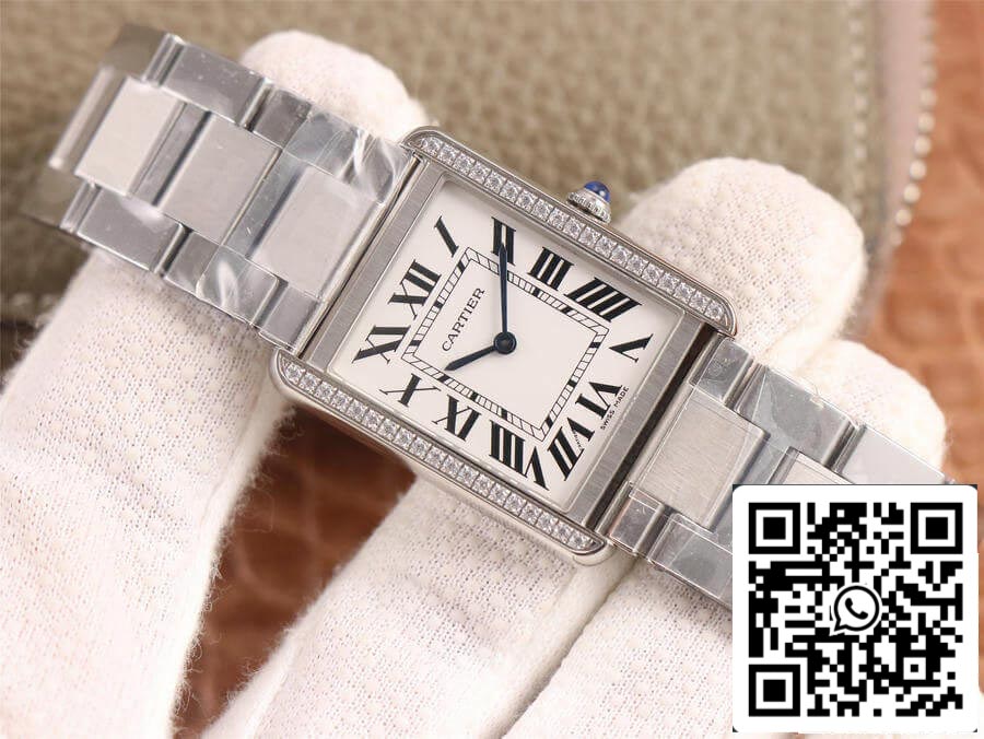 Cartier Tank 1:1 Best Edition K11 Factory Stainless Steel Diamond US Replica Watch