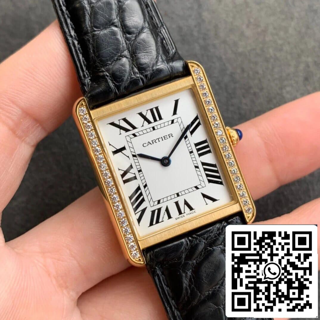 Cartier Tank 1:1 Best Edition K11 Factory V2 Yellow Gold White Dial US Replica Watch