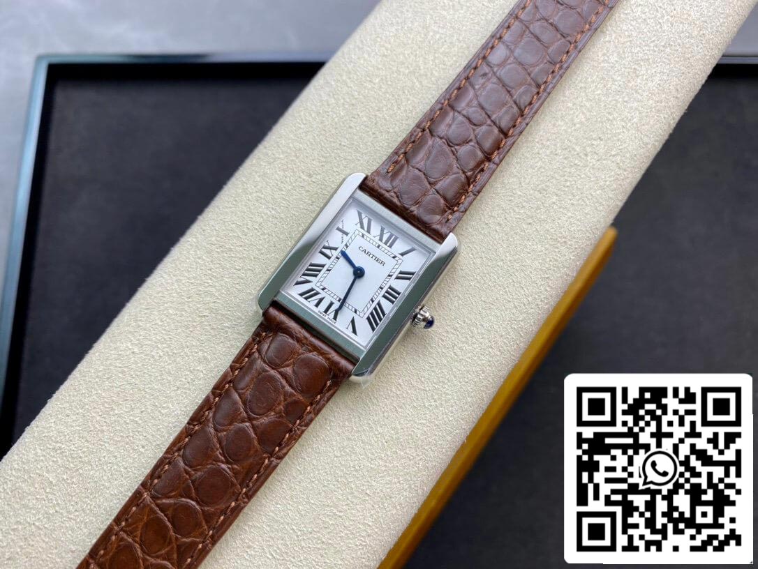 Cartier Tank 24MM 1:1 Best Edition K11 Factory Brown Leather Strap US Replica Watch