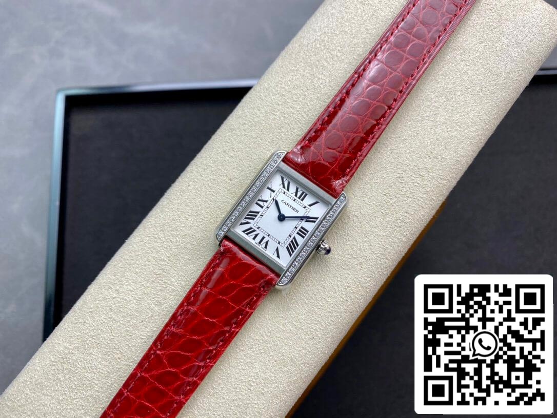 Cartier Tank 27MM 1:1 Best Edition K11 Factory V2 Red Strap US Replica Watch