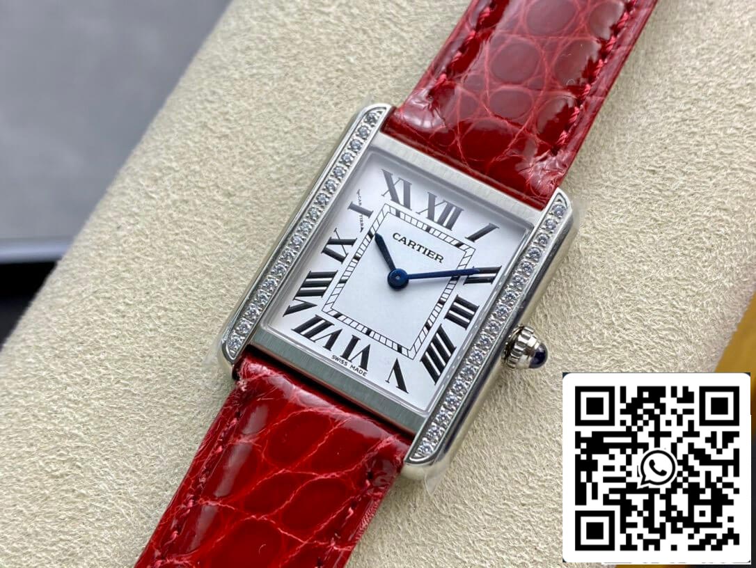 Cartier Tank 27MM 1:1 Best Edition K11 Factory V2 Red Strap US Replica Watch