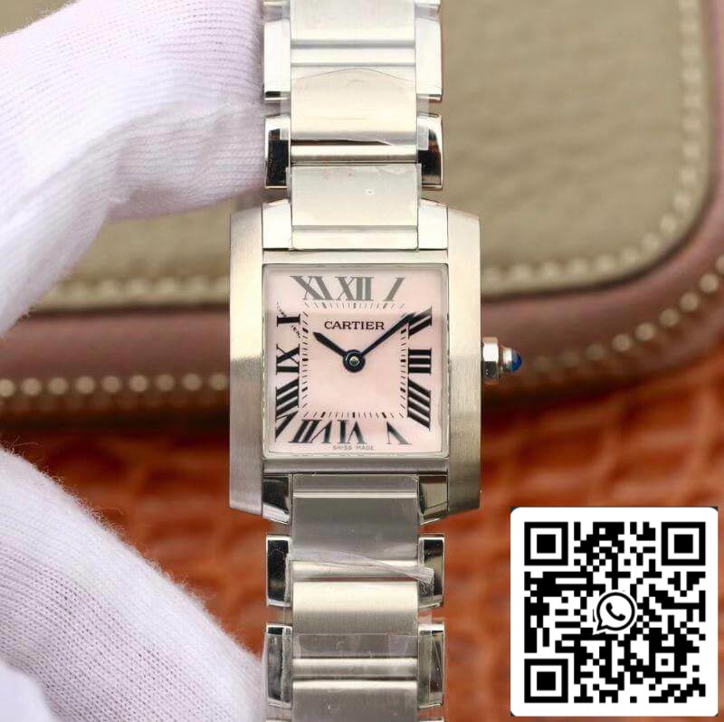 Cartier Tank Francaise W51028Q3 Pink MOP Dial Steel Ladies Watch 1:1 Best Edition Swiss Quartz US Replica Watch