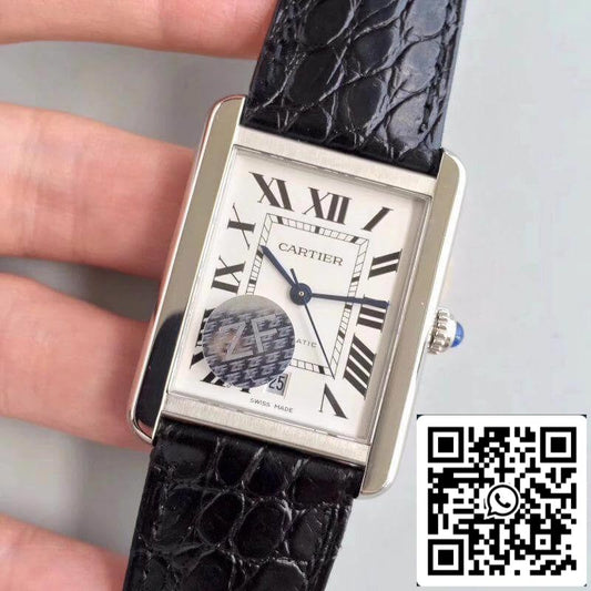 Cartier Tank Solo W5200027 ZF Factory 1:1 Best Edition Mechanical Watches Swiss ETA9015 Black Leather Strap US Replica Watch