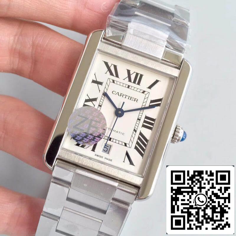 Cartier Tank Solo W5200028 ZF Factory 1:1 Best Edition Swiss ETA9015 White Dial US Replica Watch