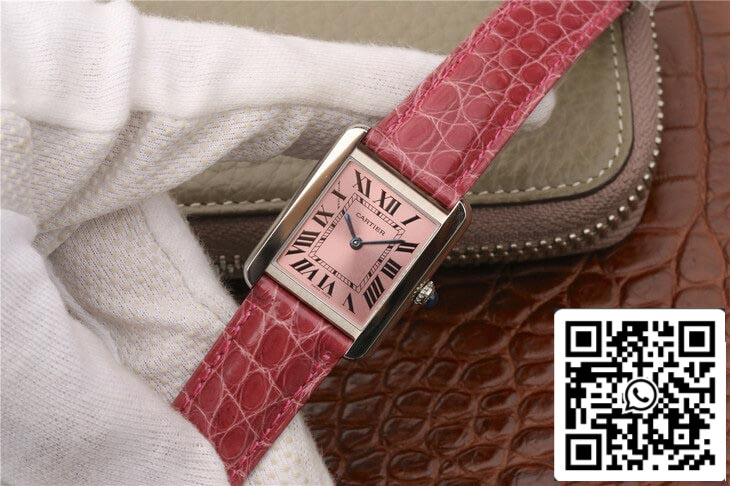 Cartier Tank W5200000 Ladies 1:1 Best Edition K11 Factory Pink Dial US Replica Watch