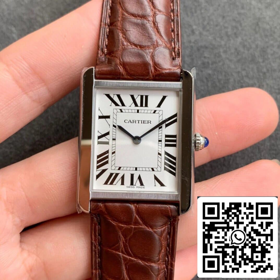 Cartier Tank WSTA0028 1:1 Best Edition K11 Factory Brown Strap US Replica Watch