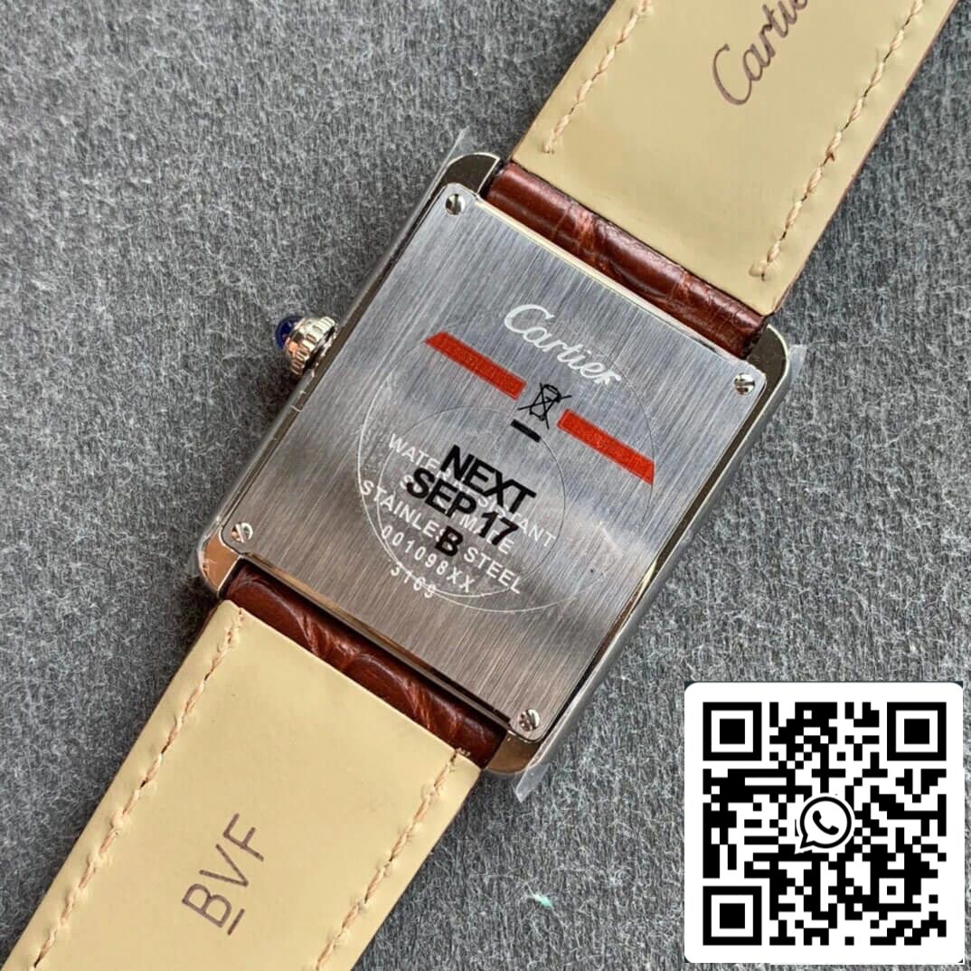 Cartier Tank WSTA0028 1:1 Best Edition K11 Factory Brown Strap US Replica Watch