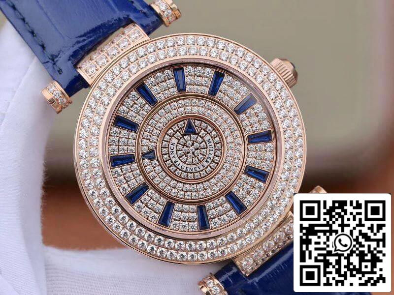 Franck Muller Double Mystery Rosegold D 3R CD 42 1:1 Best Edition Blue Leather Strap Swiss FM.800 US Replica Watch