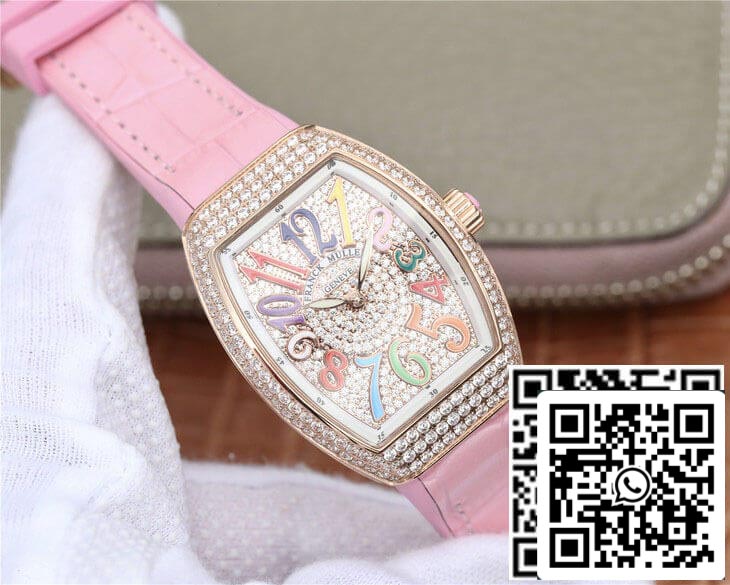 Franck Muller Vanguard Ladies 1:1 Best Edition ABF Factory Rose Gold Diamond-set Dial US Replica Watch