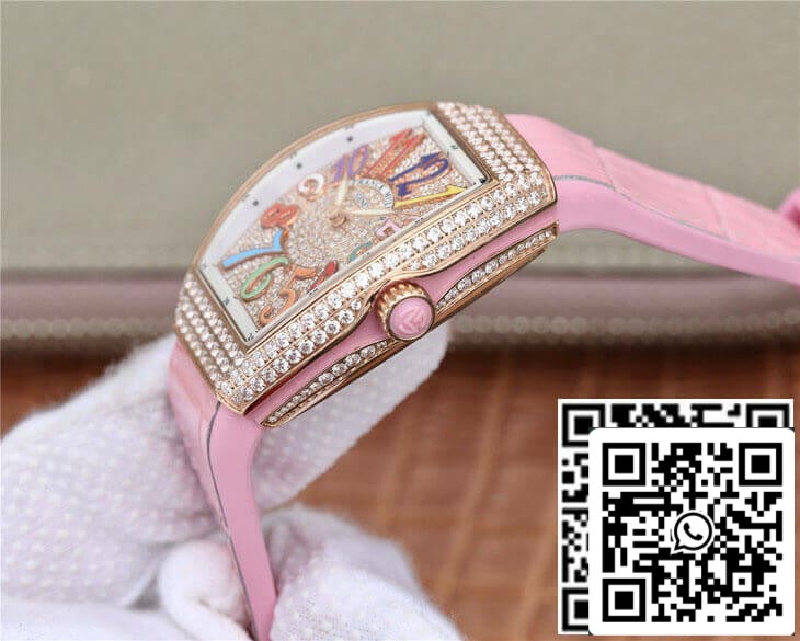 Franck Muller Vanguard Ladies 1:1 Best Edition ABF Factory Rose Gold Diamond-set Dial US Replica Watch