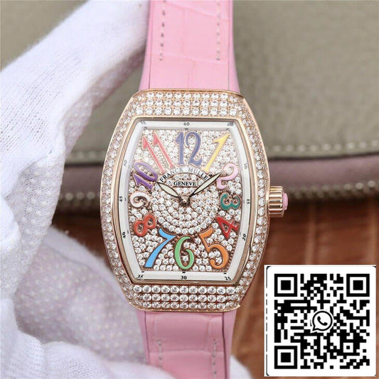 Franck Muller Vanguard Ladies 1:1 Best Edition ABF Factory Rose Gold Diamond-set Dial US Replica Watch