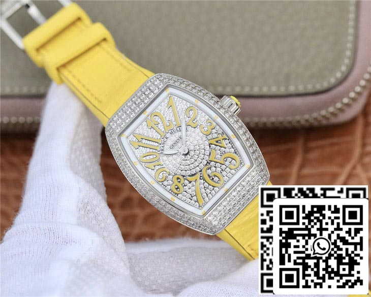 Franck Muller Vanguard Ladies 1:1 Best Edition ABF Factory Yellow Strap US Replica Watch