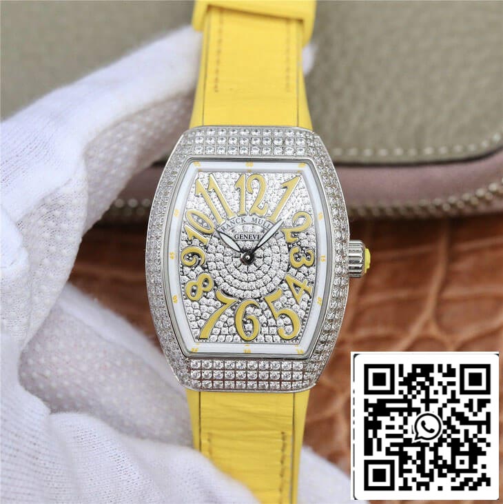 Franck Muller Vanguard Ladies 1:1 Best Edition ABF Factory Yellow Strap US Replica Watch