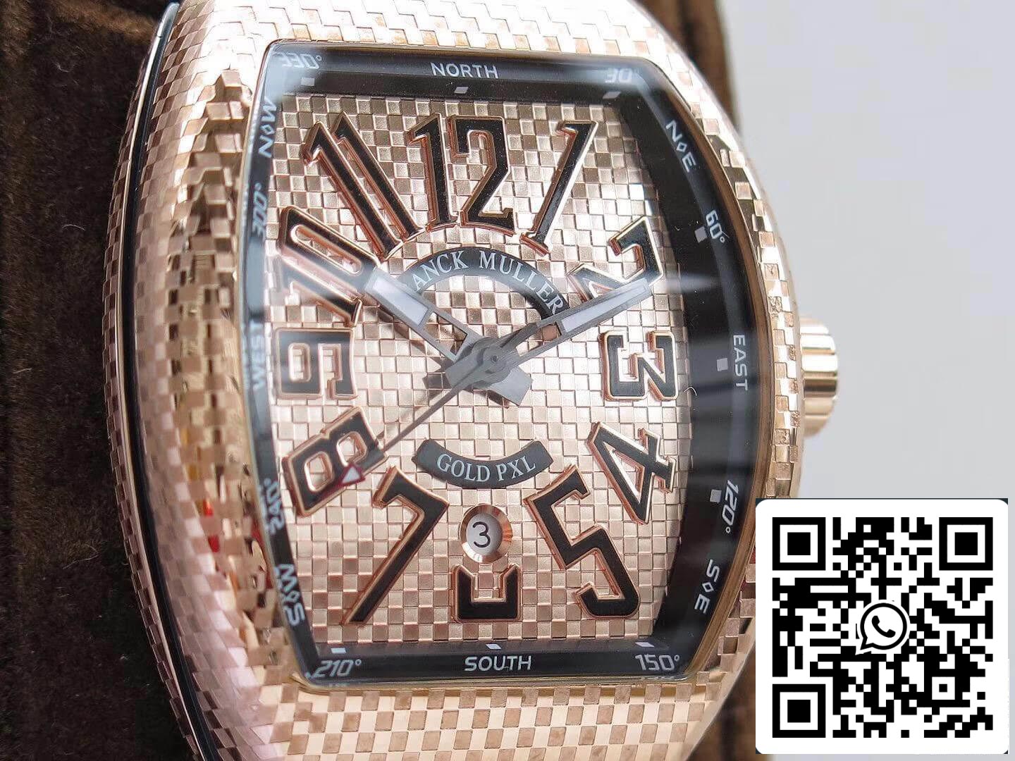 Franck Muller Vanguard V45 1:1 Best Edition Swiss ETA2824-2 18K Rose Gold Black Nylon Strap US Replica Watch