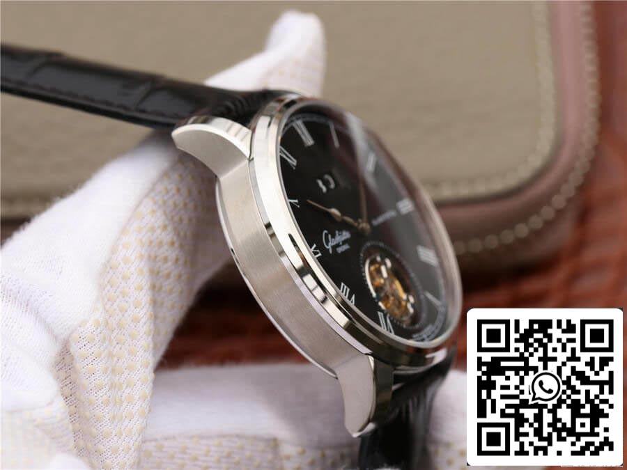 Glashutte Senator Tourbillon 1-94-03-04-04-04 1:1 Best Edition R8 Factory V3 Black Leather Strap US Replica Watch