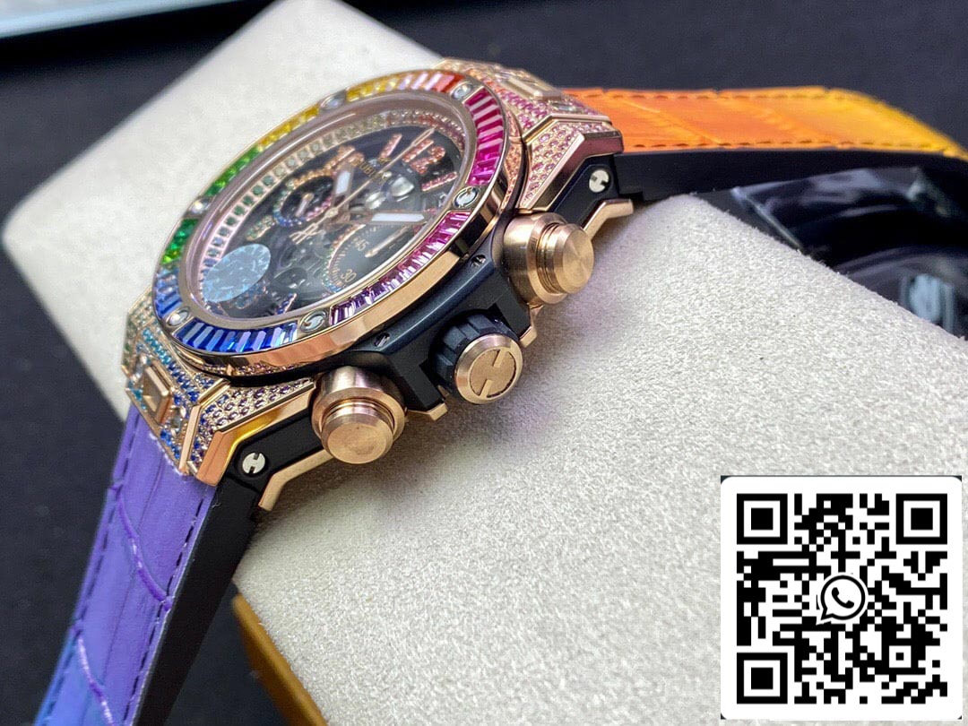 Hublot BIG BANG Unico 411.OX.9910.LR.0999 1:1 Best Edition ZF Factory Rainbow Rose Gold Case US Replica Watch