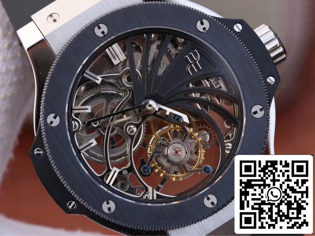 Hublot Big Bang Hollow Tourbillon 1:1 Best Edition Ceramic Bezel Skeleton Dial US Replica Watch