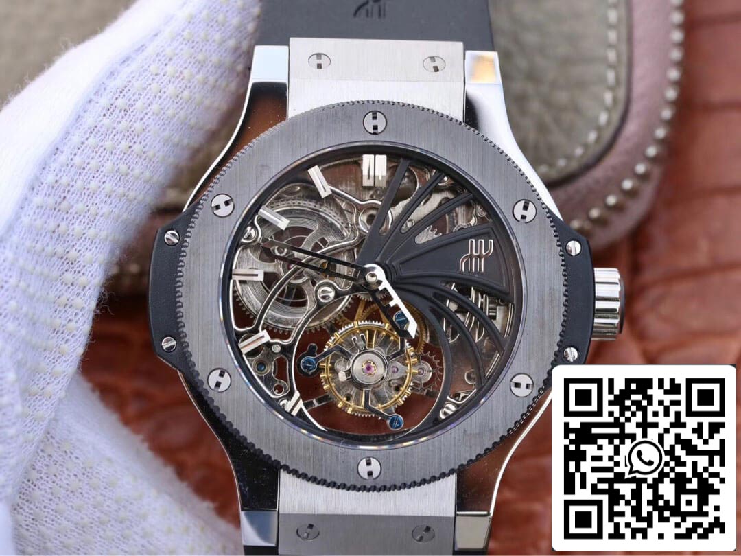 Hublot Big Bang Hollow Tourbillon 1:1 Best Edition Ceramic Bezel Skeleton Dial US Replica Watch