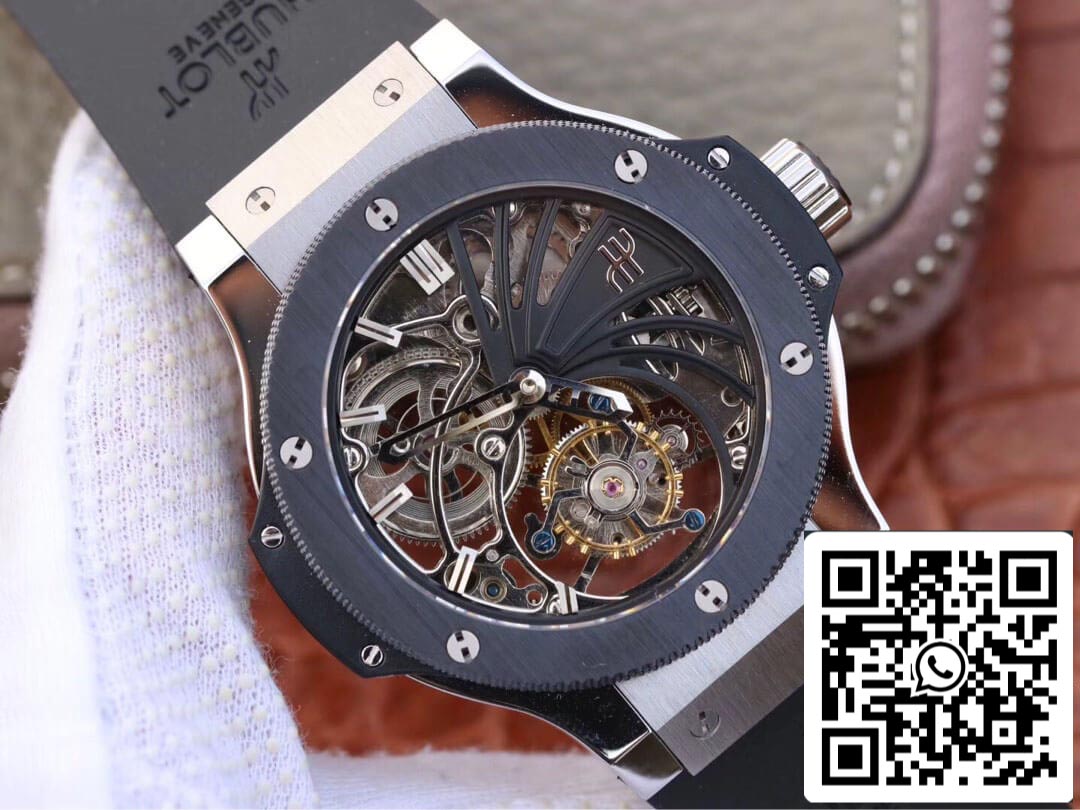 Hublot Big Bang Hollow Tourbillon 1:1 Best Edition Ceramic Bezel Skeleton Dial US Replica Watch