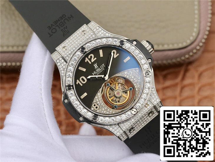 Hublot Big Bang Tourbillon 1:1 Best Edition Diamond Black Dial US Replica Watch