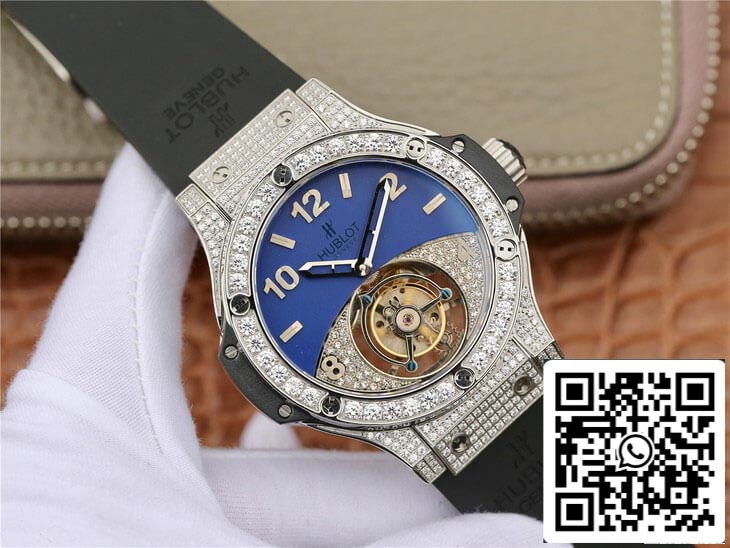 Hublot Big Bang Tourbillon 1:1 Best Edition Diamond Blue Dial US Replica Watch