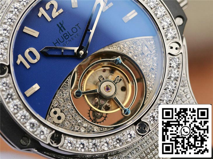 Hublot Big Bang Tourbillon 1:1 Best Edition Diamond Blue Dial US Replica Watch