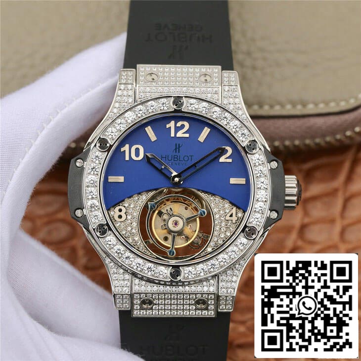 Hublot Big Bang Tourbillon 1:1 Best Edition Diamond Blue Dial US Replica Watch